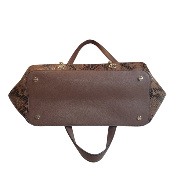 Calvin Klein Hayden Snake Print Leather Tote Double Strap, Walnut NWT From Macys - Picture 8 of 12